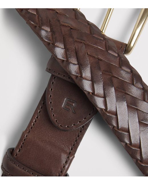 Elliot Rhodes Brown Leather Braided Belt for men