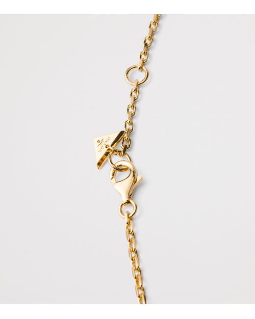 Prada Metallic Enamel-Detail Logo Necklace
