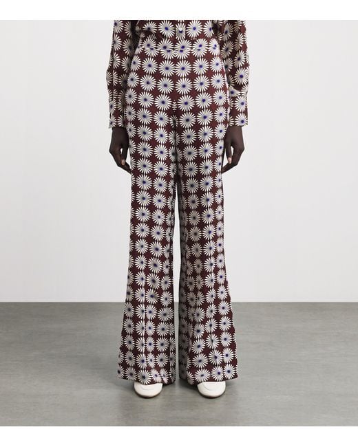 Sandro Brown Floral Print Flared Trousers