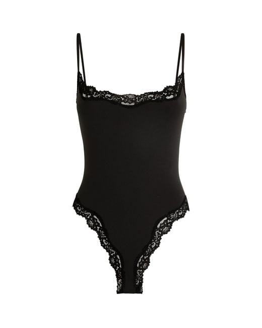 Skims Black Fits Everybody Lace-Trim Bodysuit