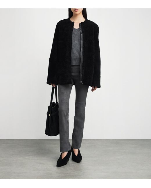 Iris Von Arnim Gray Suede Philine Straight Trousers