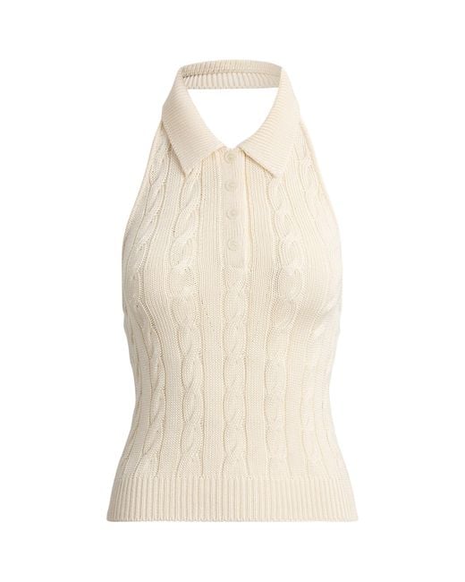 Ralph Lauren Natural Mulberry Silk Halterneck Polo Sweater