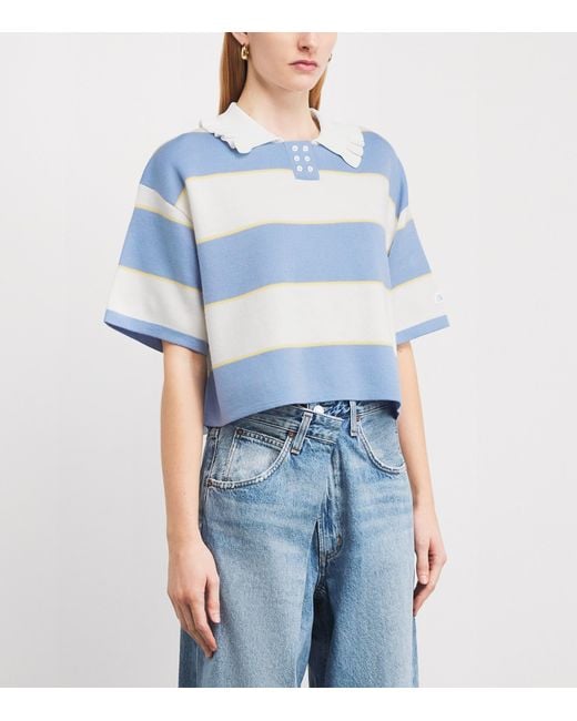 Claudie Pierlot Blue Stripe Polo Sweater
