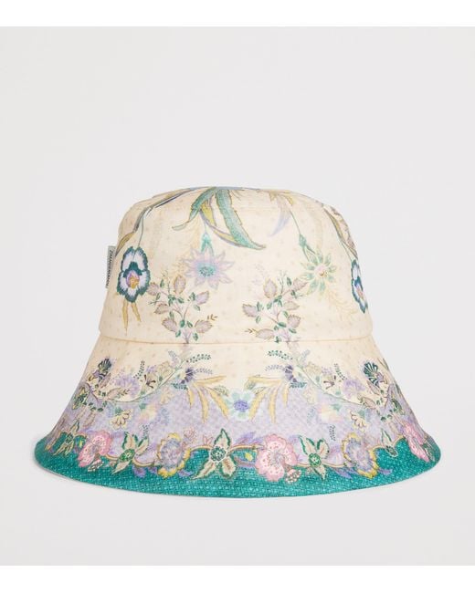 Zimmermann Green Linen Reversible Bucket Hat