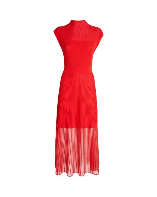 ME+EM Red Me+em Pleated-skirt Maxi Dress