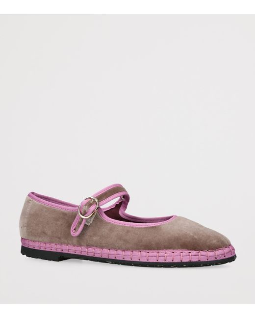 Flabelus Pink Velvet Odiseo Mary Janes