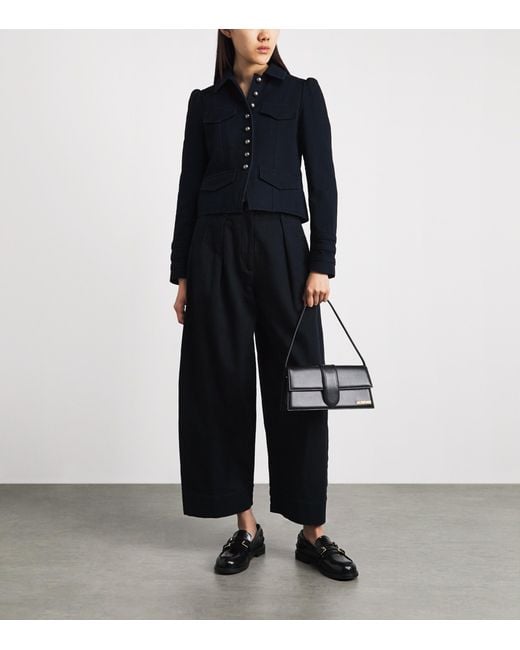 ME+EM Blue Organic Twill Cropped Jacket