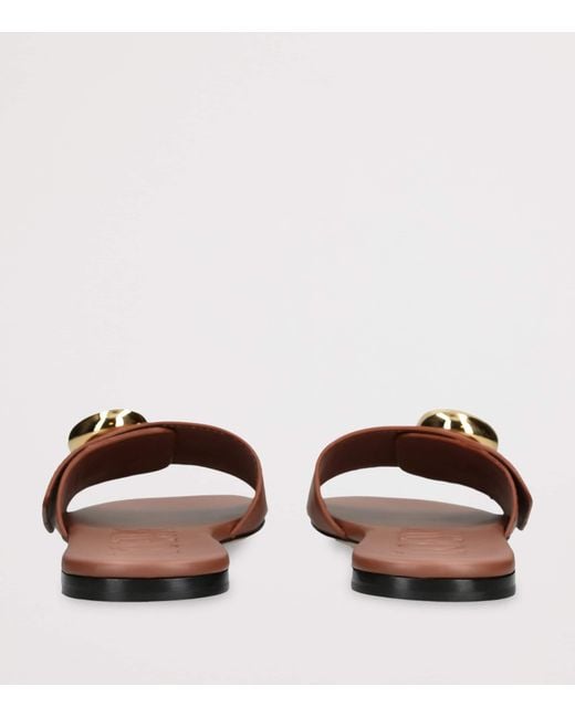 Loewe Brown Leather Pebble Slides