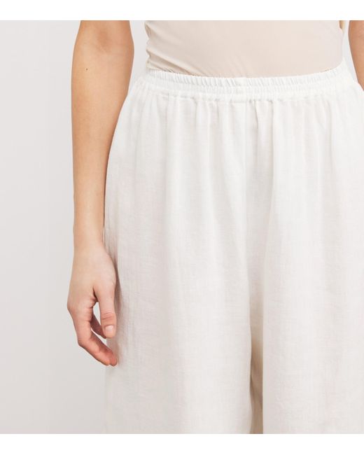 Eskandar White Linen Flared Trousers