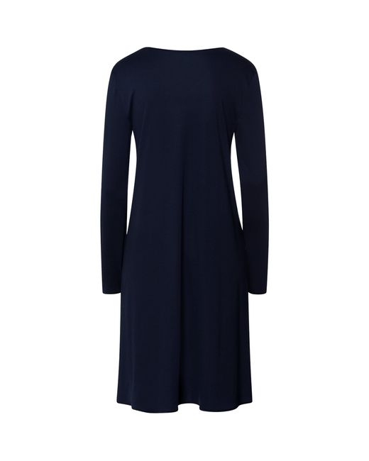 Hanro Blue Cotton Long-Sleeve Nightdress