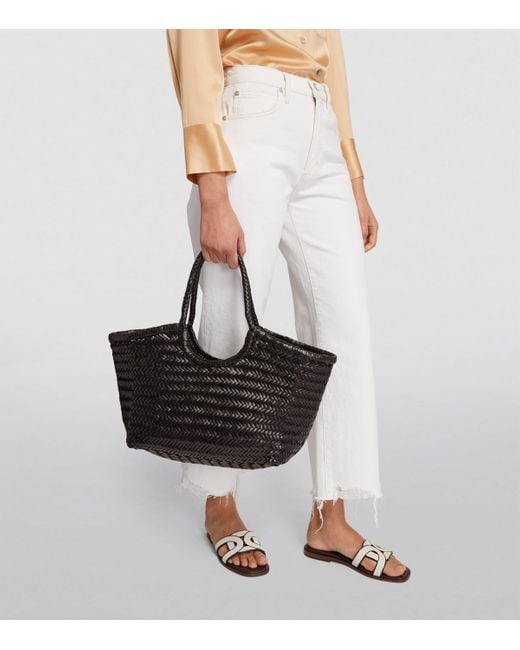Dragon Diffusion Black Large Leather Woven Nantucket Tote Bag