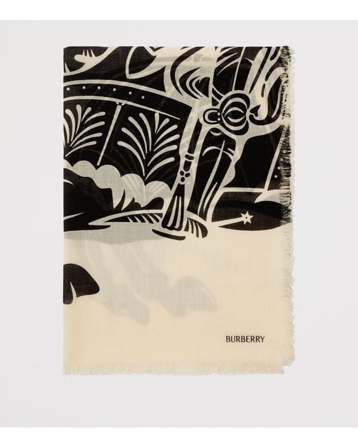 Burberry Natural Wool Wide Ekd Scarf