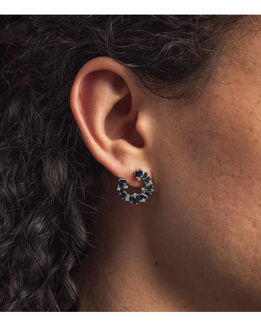 Suzanne Kalan Blue Diamond And Sapphire Frenzy Hoop Earrings