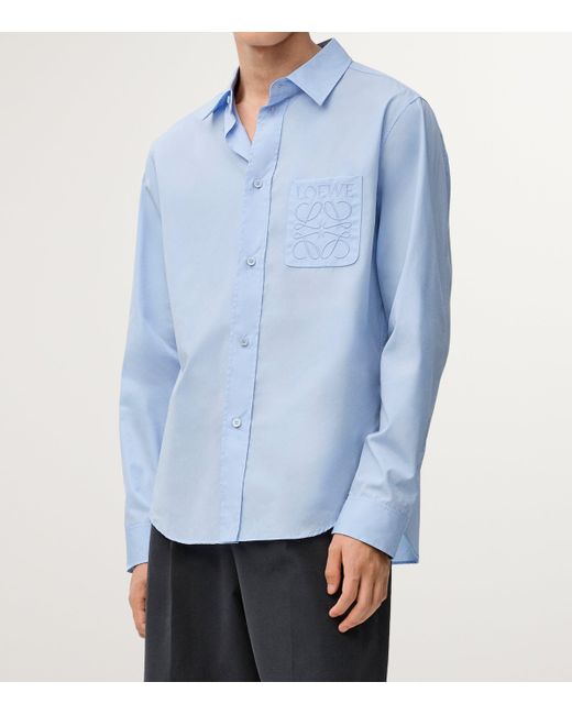 Loewe Blue Cotton-Blend Anagram Shirt for men
