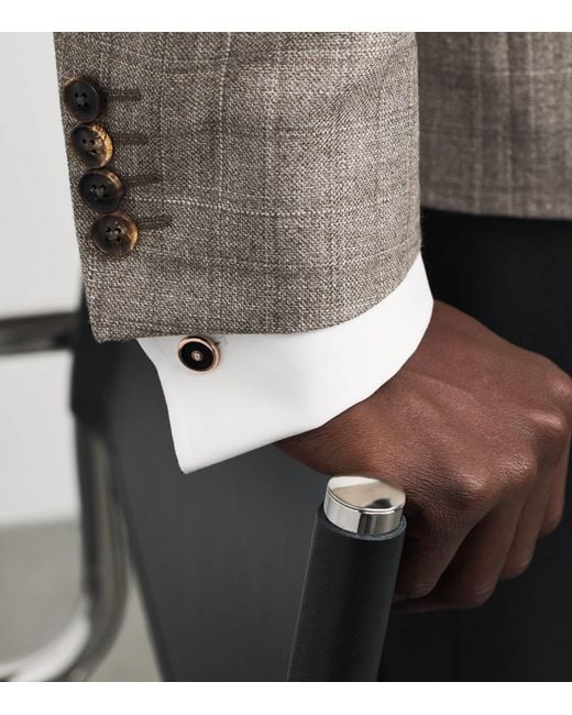 Deakin & Francis Natural Plated, Diamond And Onyx Cufflinks for men