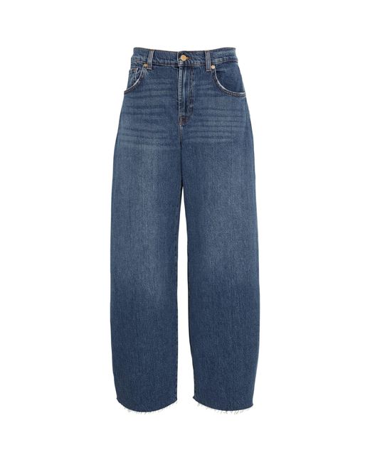 7 For All Mankind Blue Bonnie Curvilinear Wide-leg Jeans