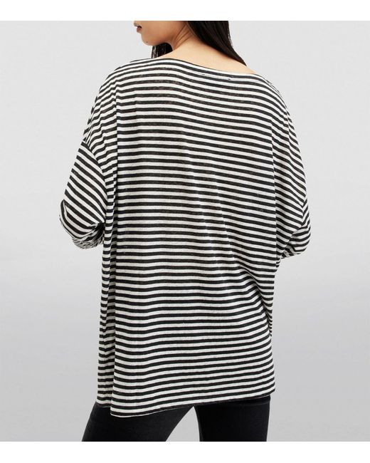 AllSaints Black Striped Rita T-shirt