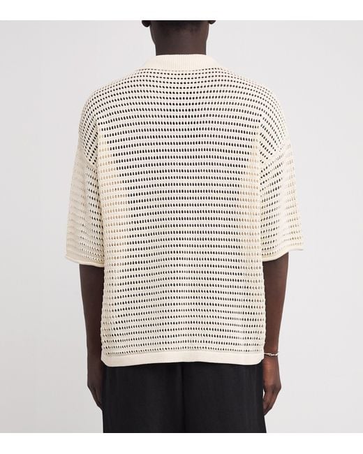 Commas Natural Crochet Floral Logo Polo Shirt for men