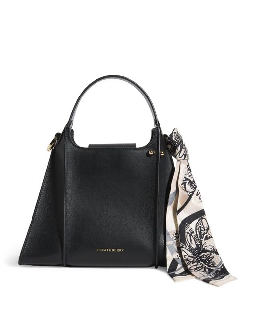 Strathberry Black Leather Arkshell Top-Handle Bag