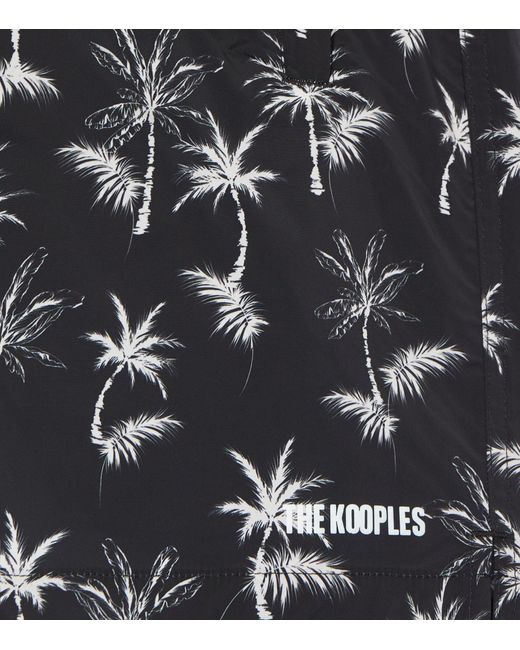 The Kooples Black Palm Tree Swim Shorts for men