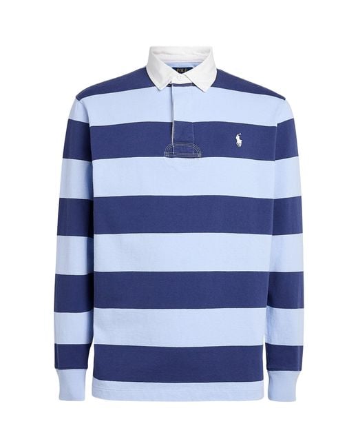 Polo Ralph Lauren Blue Cotton Stripe Rugby Shirt for men