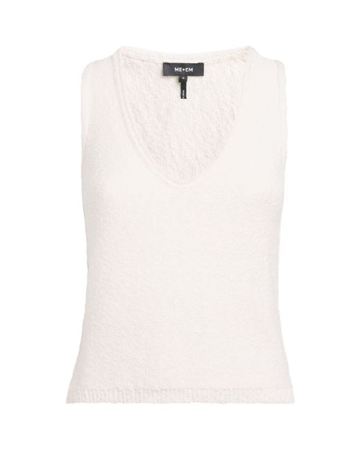 ME+EM White Cotton-Linen Bouclé Tank Top