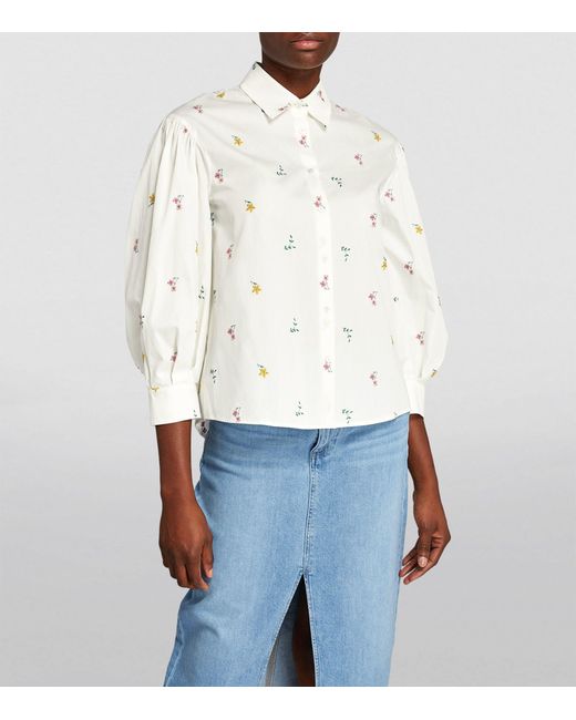 Weekend by Maxmara White Cotton Floral Embroidered Shirt