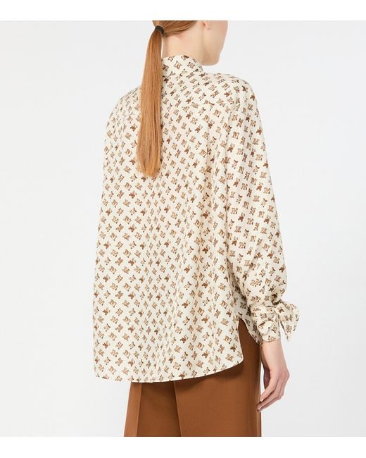Max Mara White Silk Logo-Print Shirt