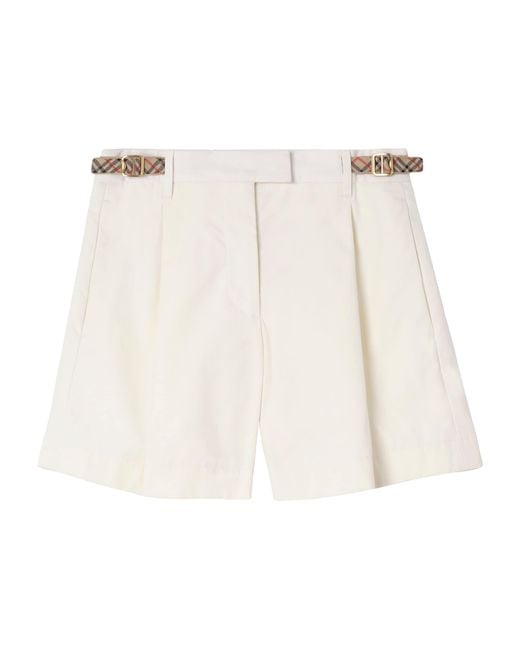 Burberry White Cotton Poplin Tailored Shorts