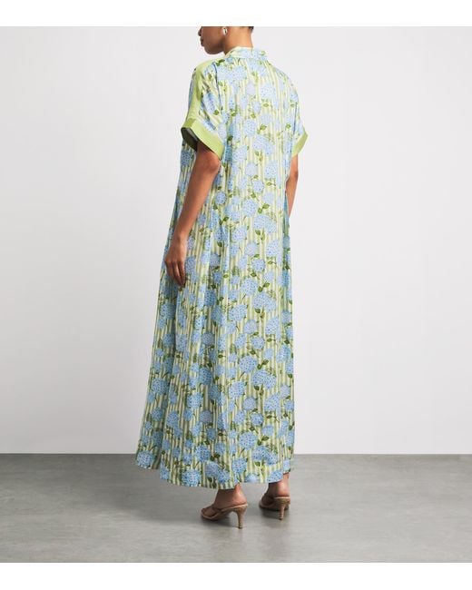 VERANDAH Green Hydrangea Maxi Dress