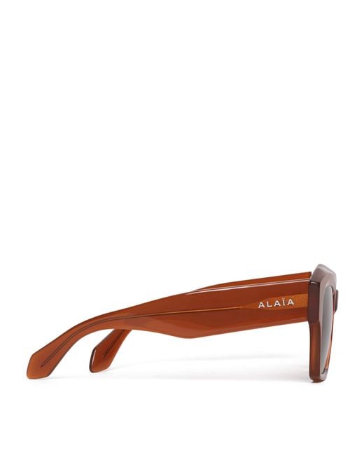 Alaïa Brown Acetate Melted Square Sunglasses