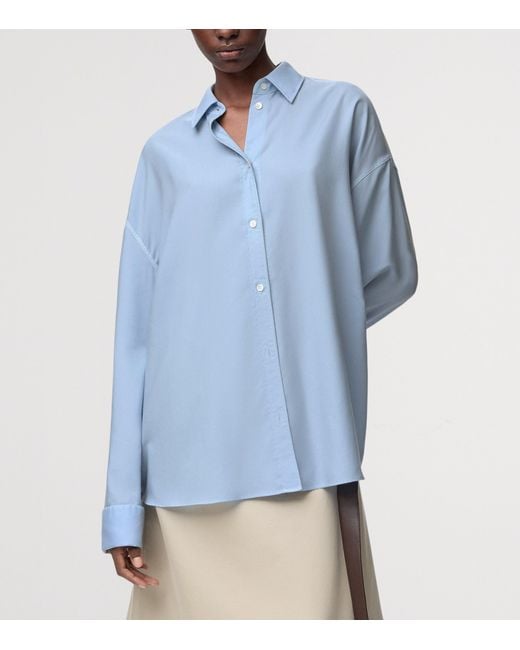 Loewe Blue Wool-Silk Draped Shirt
