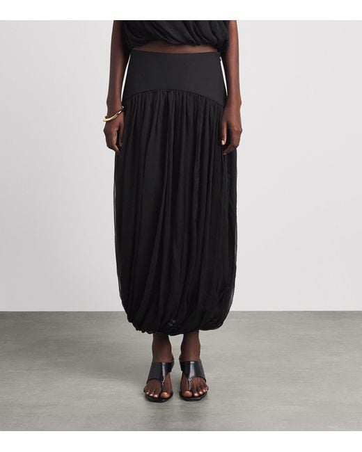 Abadia Black Twisted Suri Midi Skirt