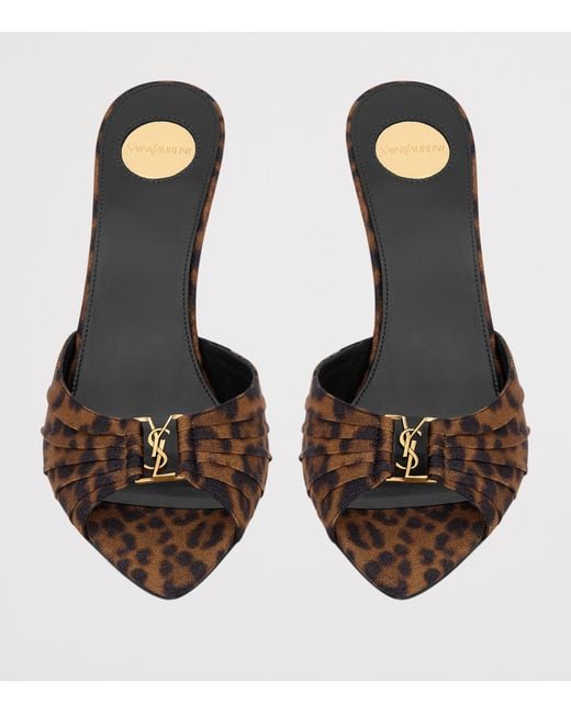 Saint Laurent Brown Leopard Print Leather Babylone Sandals 90