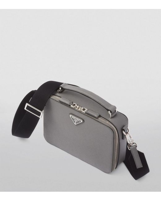 Prada Gray Medium Saffiano Leather Brique Top-handle Bag for men