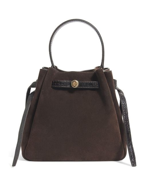 Tory Burch Black Suede Romy Bucket Bag