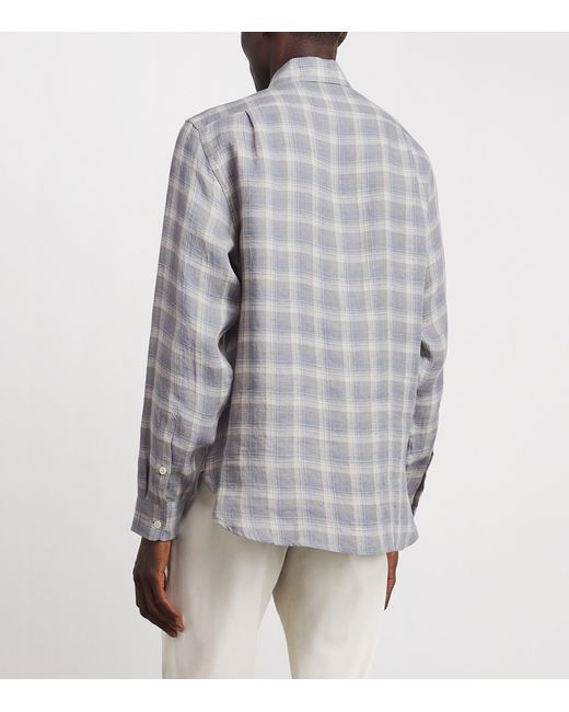 Ralph Lauren Gray Linen Check Shirt for men