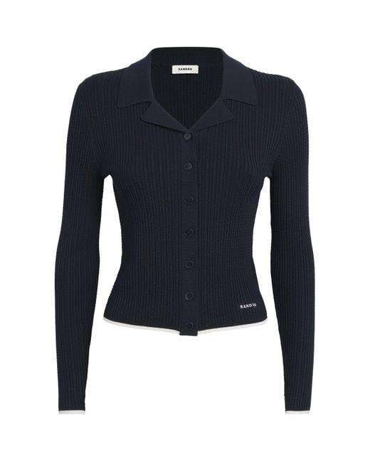 Sandro Blue Cable-Knit Cardigan