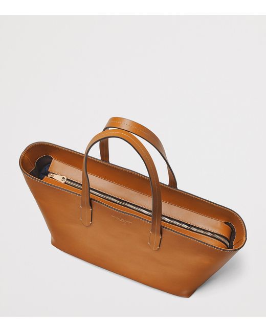 Aspinal Brown Leather East West Tote Bag