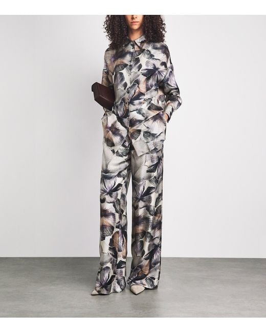 Agnona Gray Silk Printed Shirt