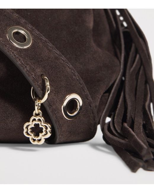Maje Brown Mini Suede Miss M Shoulder Bag