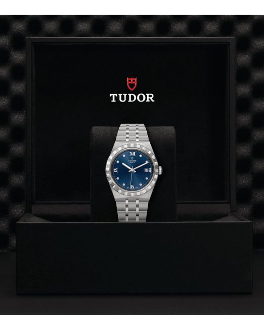 Tudor Blue Royal Stainless Steel And Diamond Watch for men