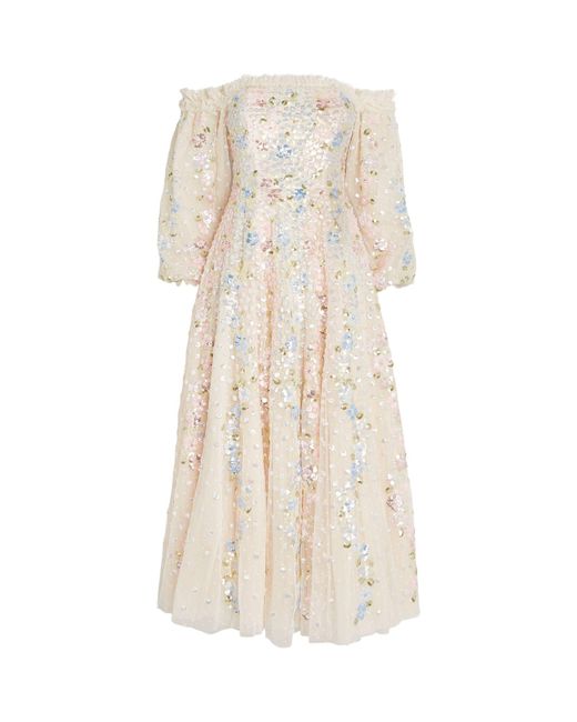 Needle & Thread Natural Recycled Polyester Confetti Gloss Dress
