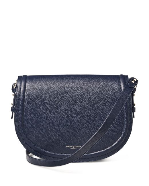 Aspinal Blue Leather Stella Cross-Body Satchel