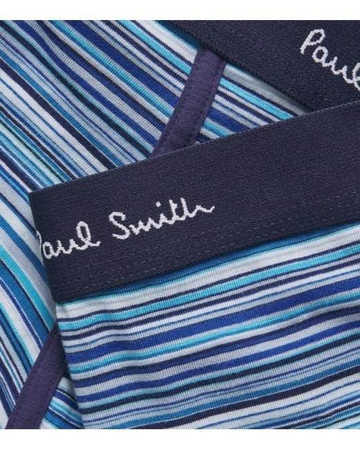 Paul Smith Blue Stretch-Organic Cotton Signature Stripe Trunks for men