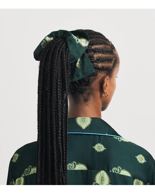 Sandro Green Silk Floral Print Scrunchie