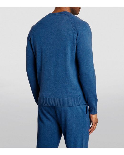 Derek Rose Blue Cashmere Finley Sweatshirt for men