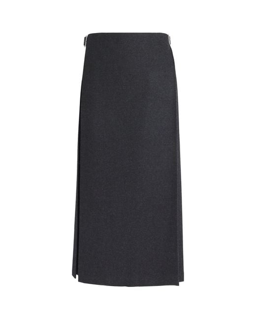 Johnstons Black X Le Kilt Wool-Cashmere Tailored Midi Skirt