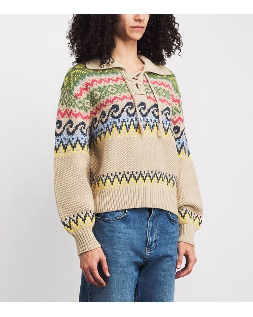 Polo Ralph Lauren Metallic Cotton-Wool-Blend Fair Isle Sweater