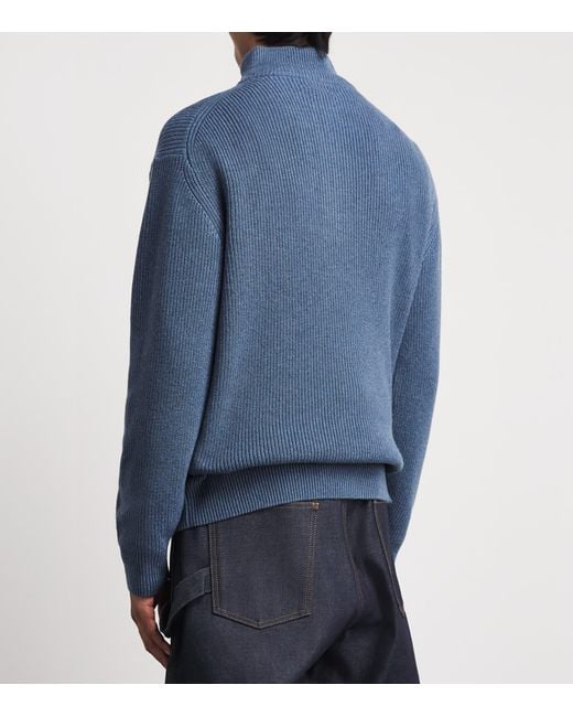 J.W. Anderson Blue Wool-Cotton Half-Zip Sweater for men